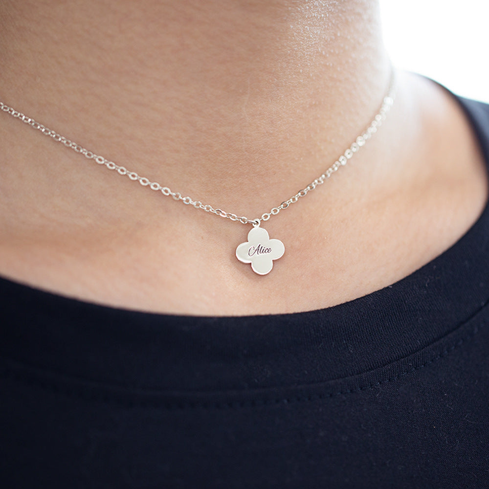 Four-Leaf Clover Customizable Name Necklace