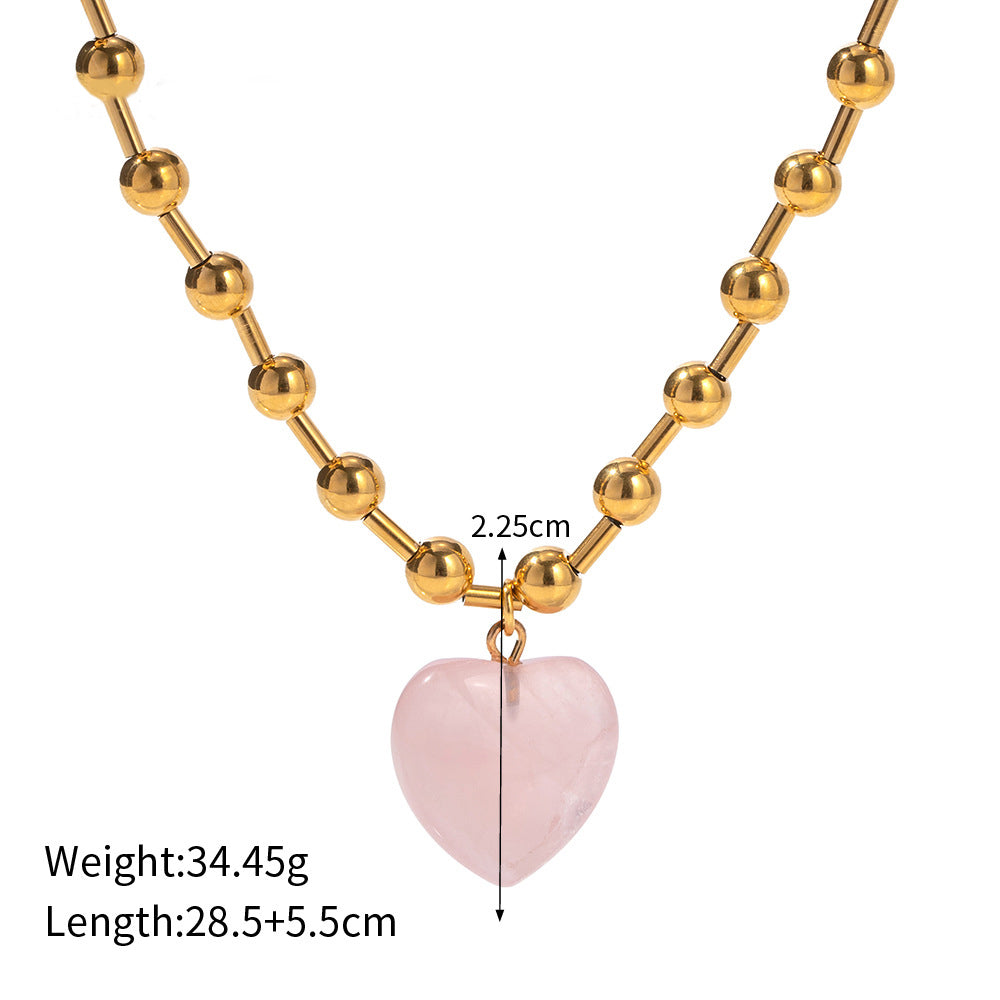 Trendy Heart Bead Design Necklace and Bracelet Set