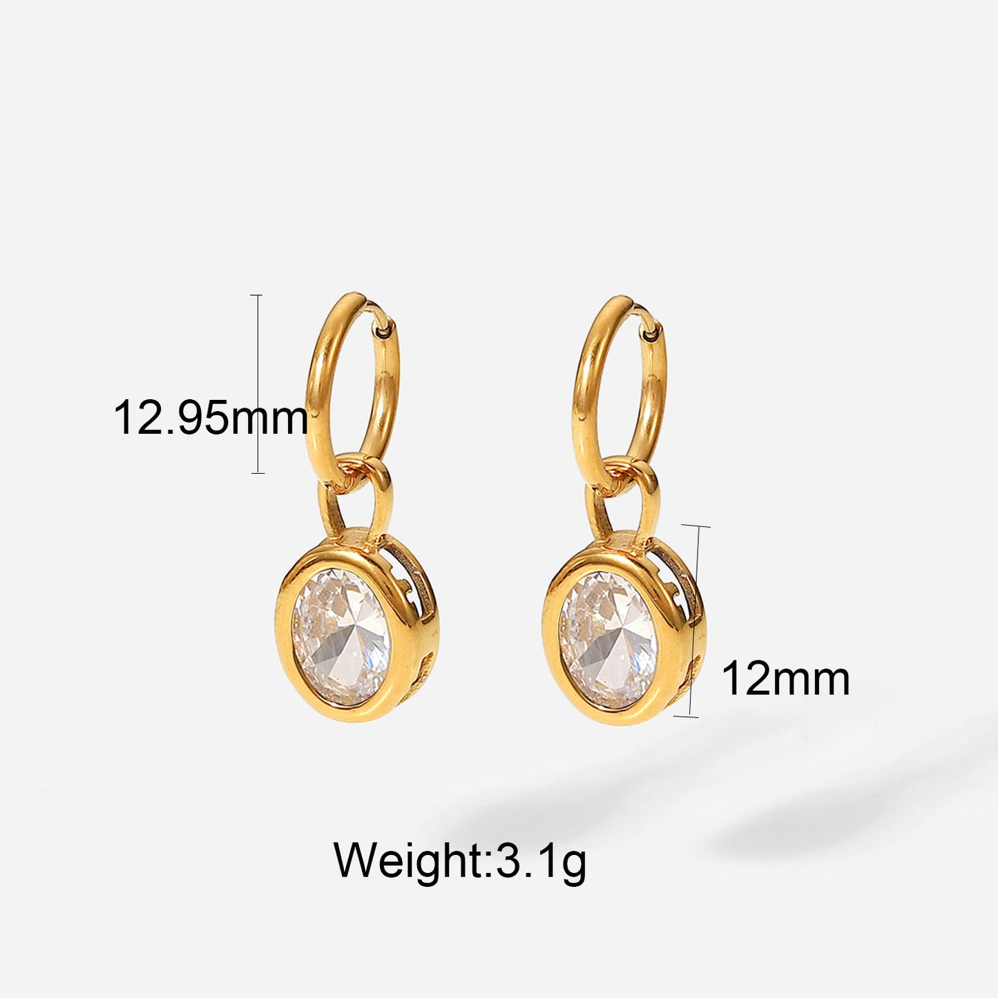 Oval Shape Inlaid Zircon Design Versatile Earrings