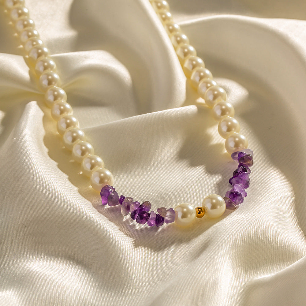 Vintage Pearl and Amethyst High-End Beaded Necklace