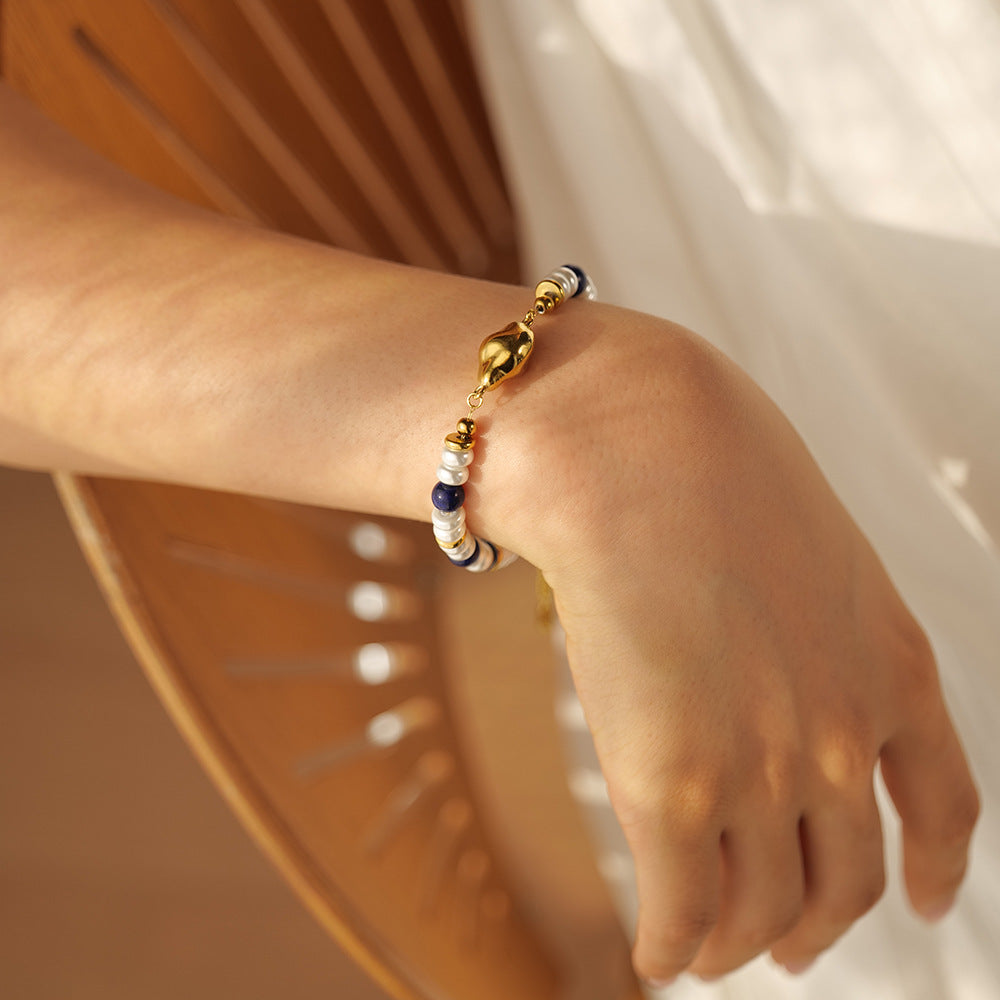 Pearls and Blue Stones Bracelet