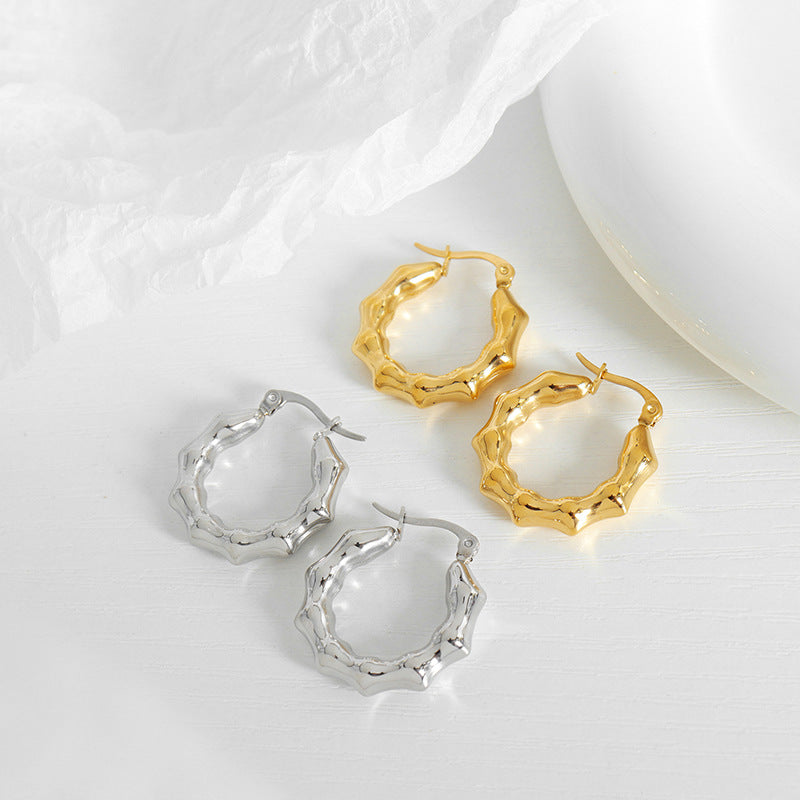 C Shape Earrings with Knuckle Embossed Design