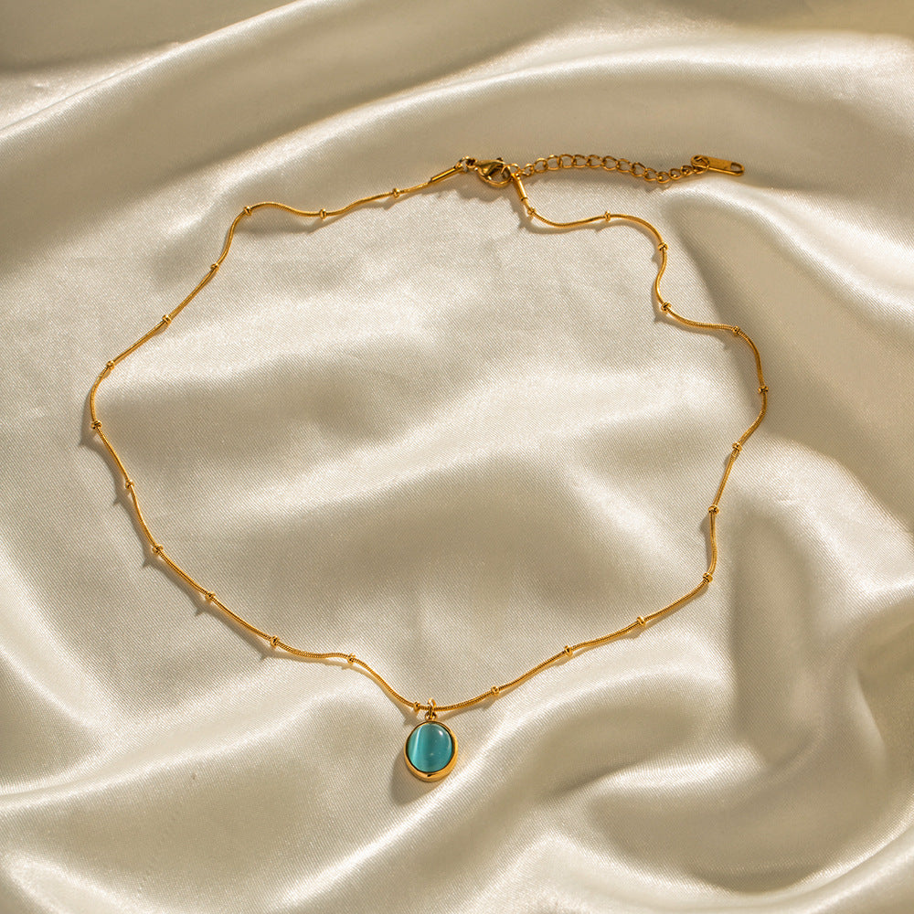 Noble Atmosphere Inlaid Blue Zircon Versatile Necklace