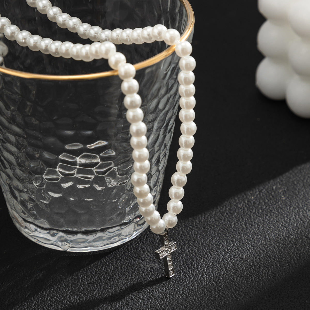 Men's Pearl Cross Chain