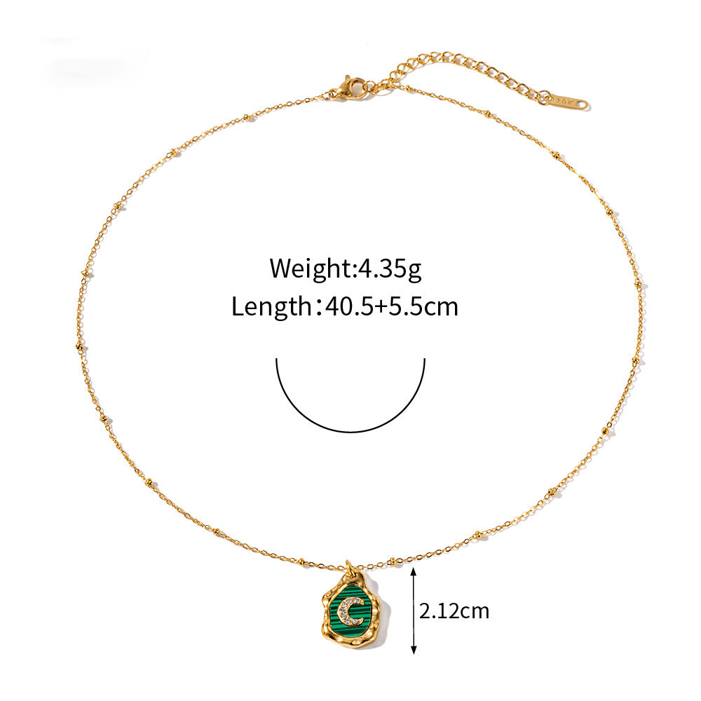 Irregular Bezel with Moon Inlaid Zircon Design Pendant Necklace