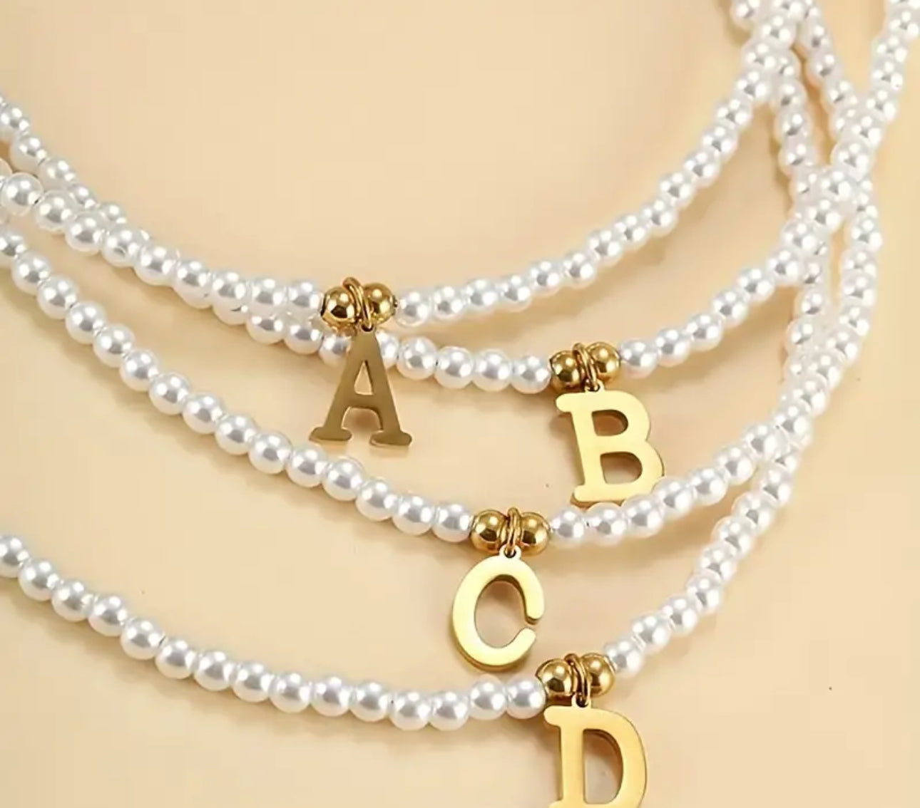 Faux Pearl Letter Choker