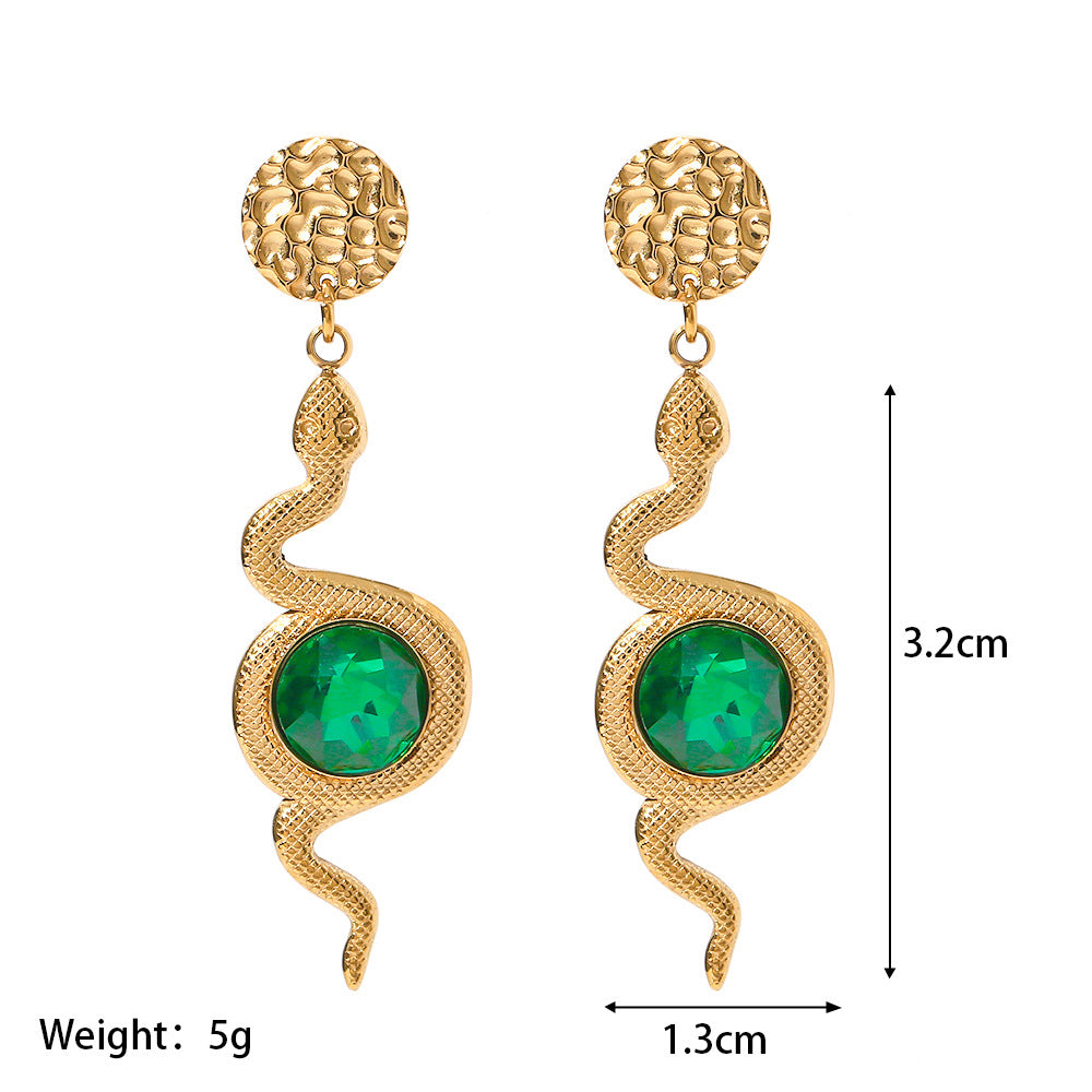 Green Zircon Hammered Serpentine Drop Earrings