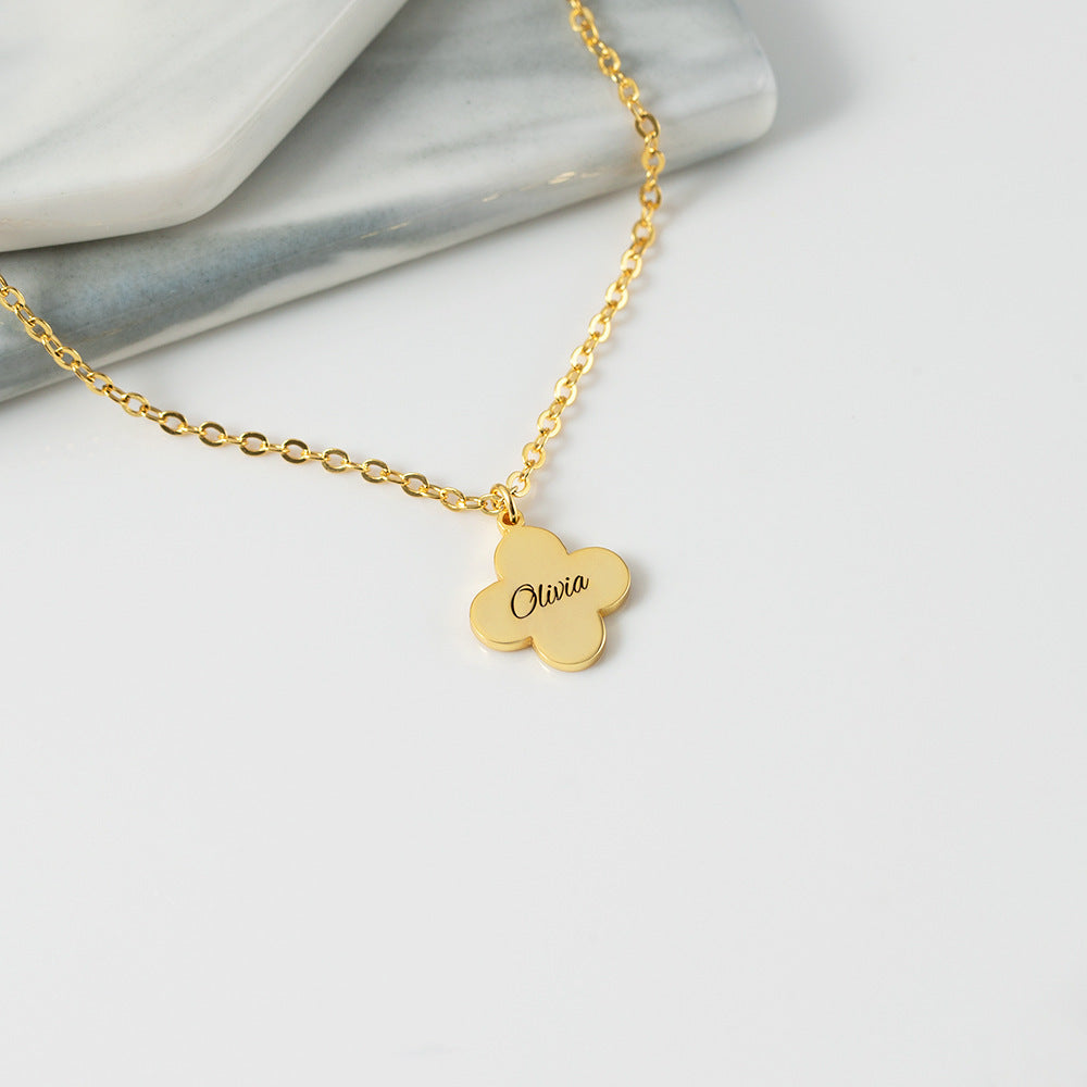 Four-Leaf Clover Customizable Name Necklace