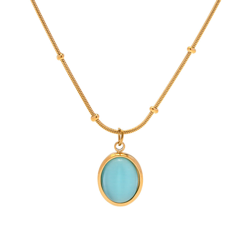 Noble Atmosphere Inlaid Blue Zircon Versatile Necklace