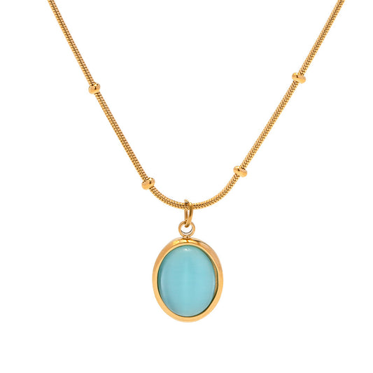 Noble Atmosphere Inlaid Blue Zircon Versatile Necklace