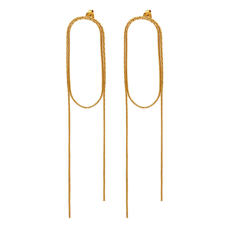 Noble and Exquisite Long Chain Tassel Design Light Luxury Earrings