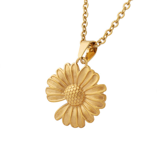 Sunflower Flower Notch Pendant Necklace