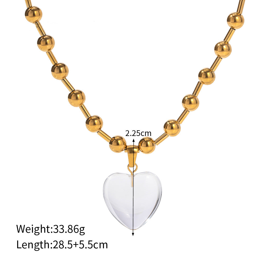 Trendy Heart Bead Design Necklace and Bracelet Set