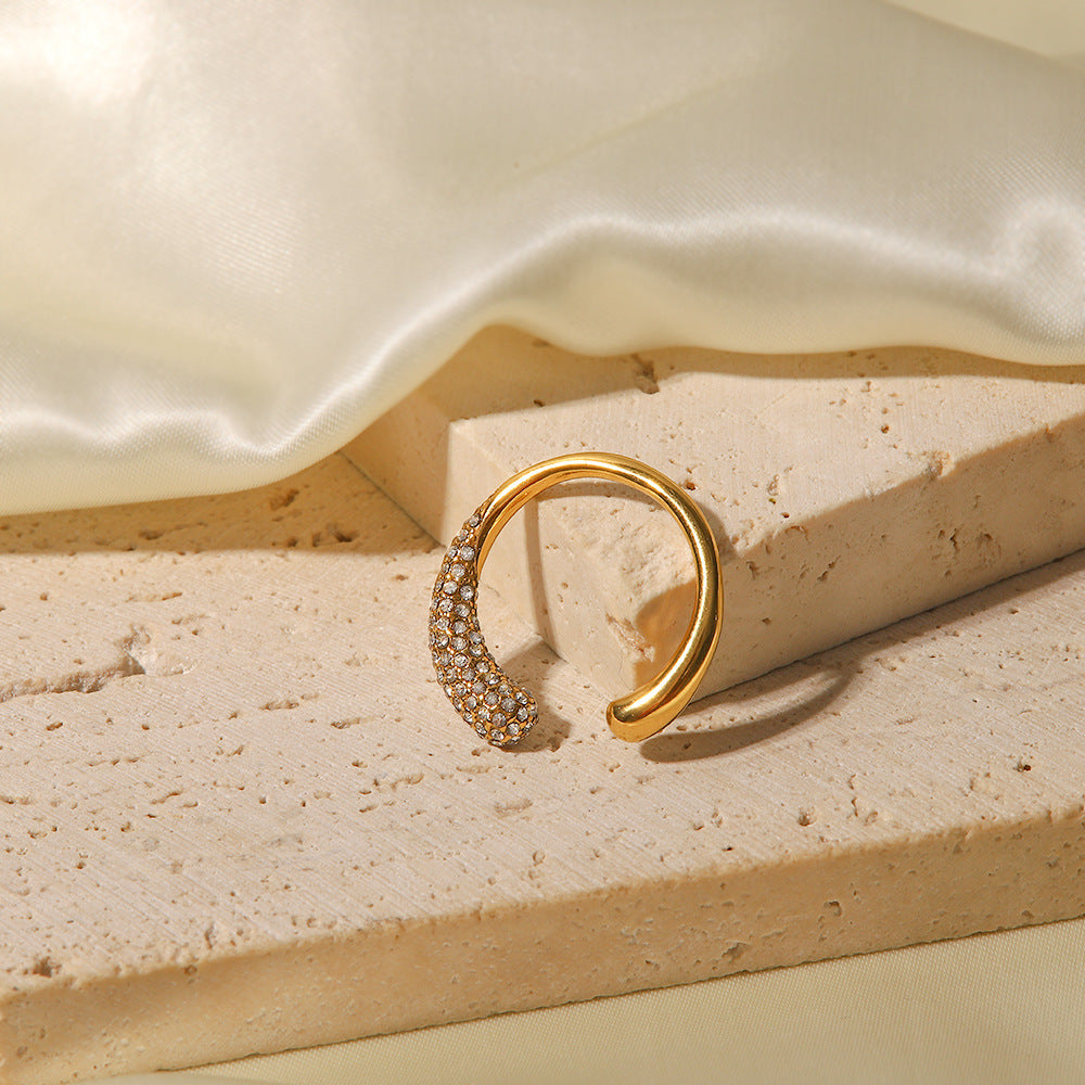 Open Ring with White Stones