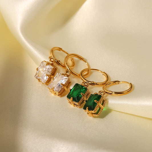 Green/White Zircon Earrings