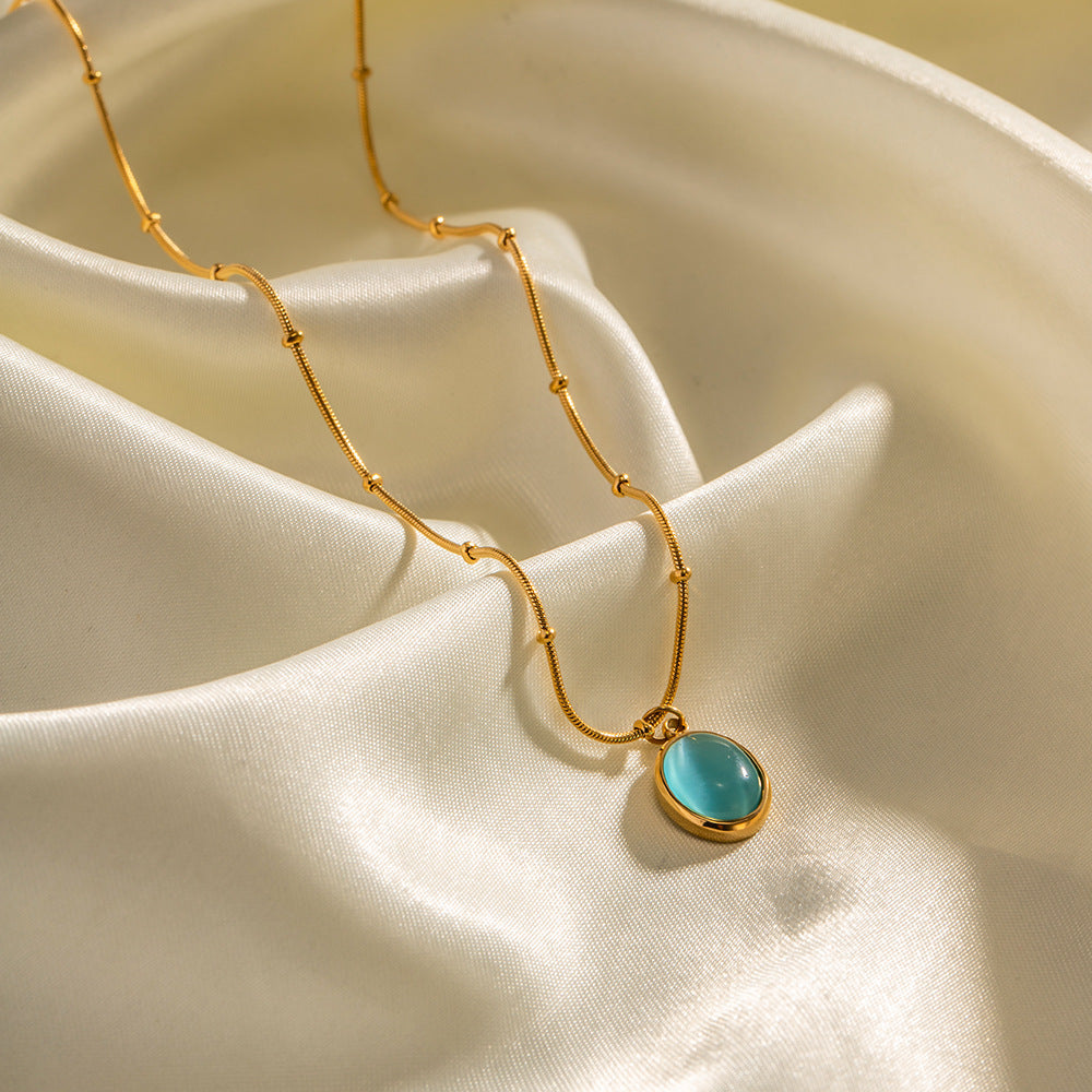 Noble Atmosphere Inlaid Blue Zircon Versatile Necklace