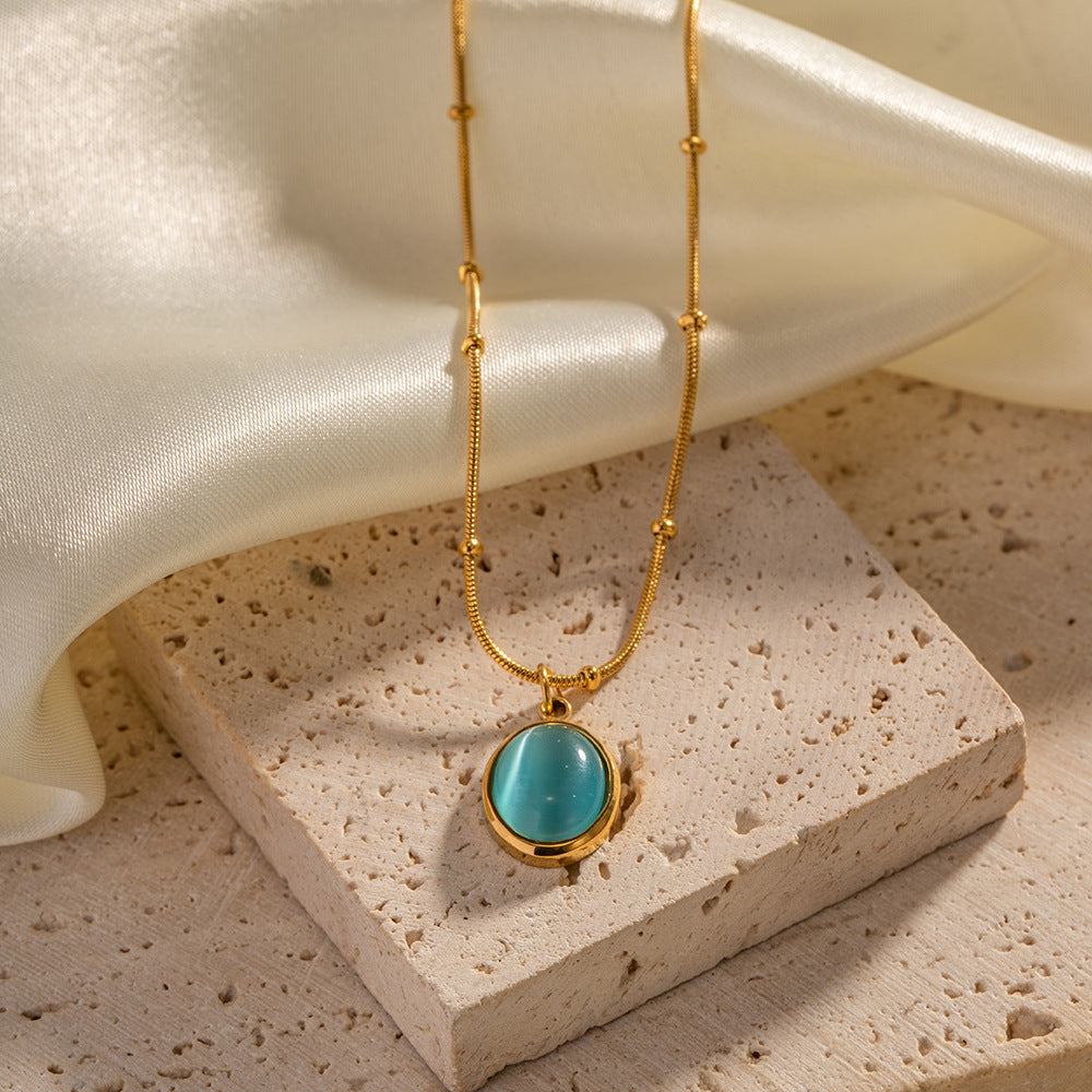 Noble Atmosphere Inlaid Blue Zircon Versatile Necklace