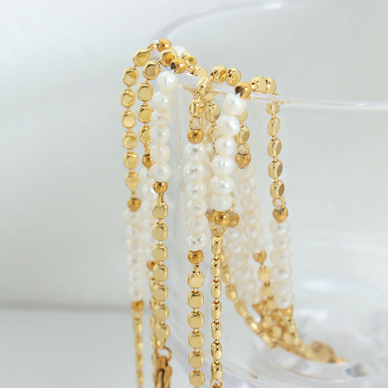 Luxury Pearl Stitching Flat Bead Bracelet