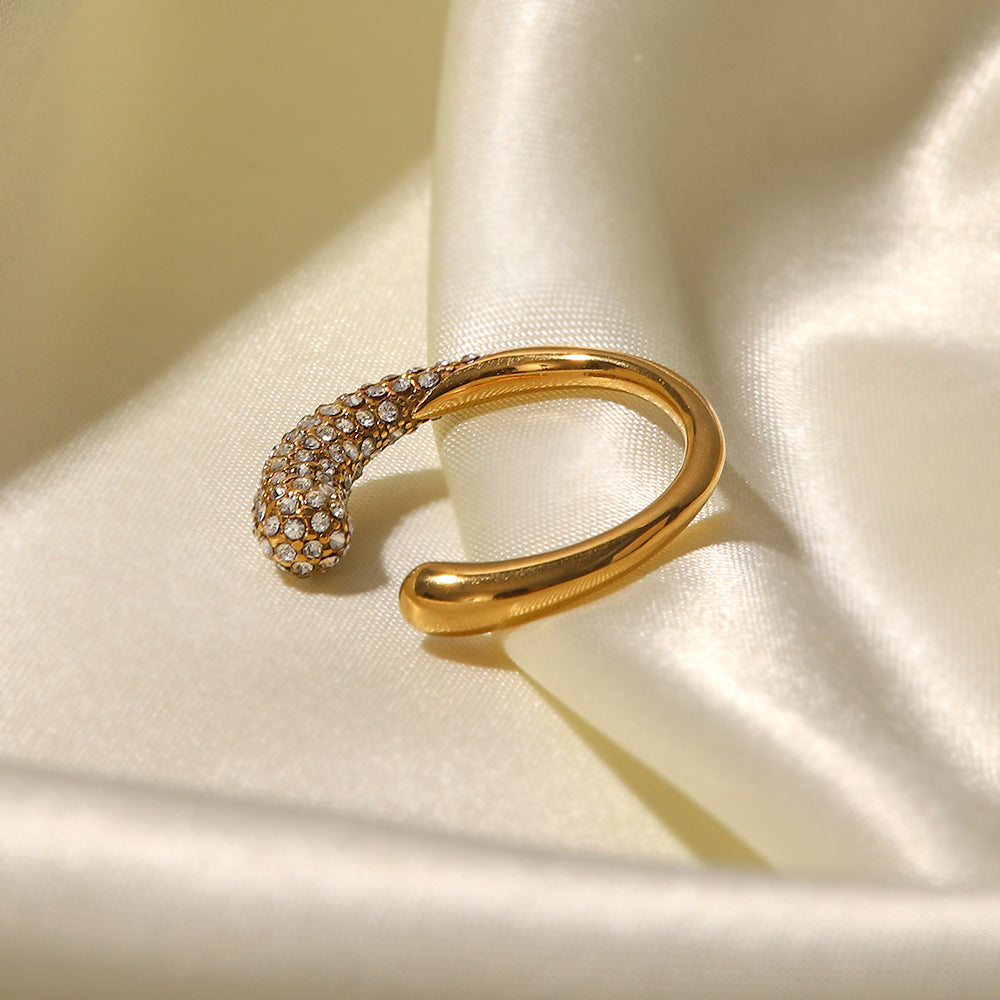 Open Ring with White Stones