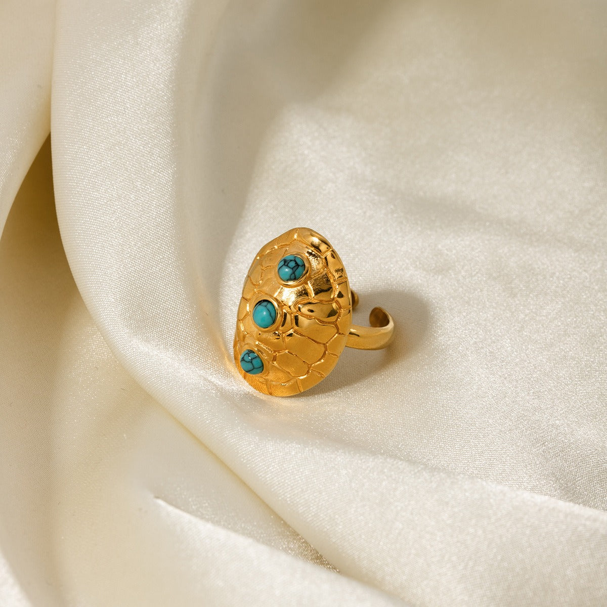 Tortoise Shell with Gems Adjustable Ring