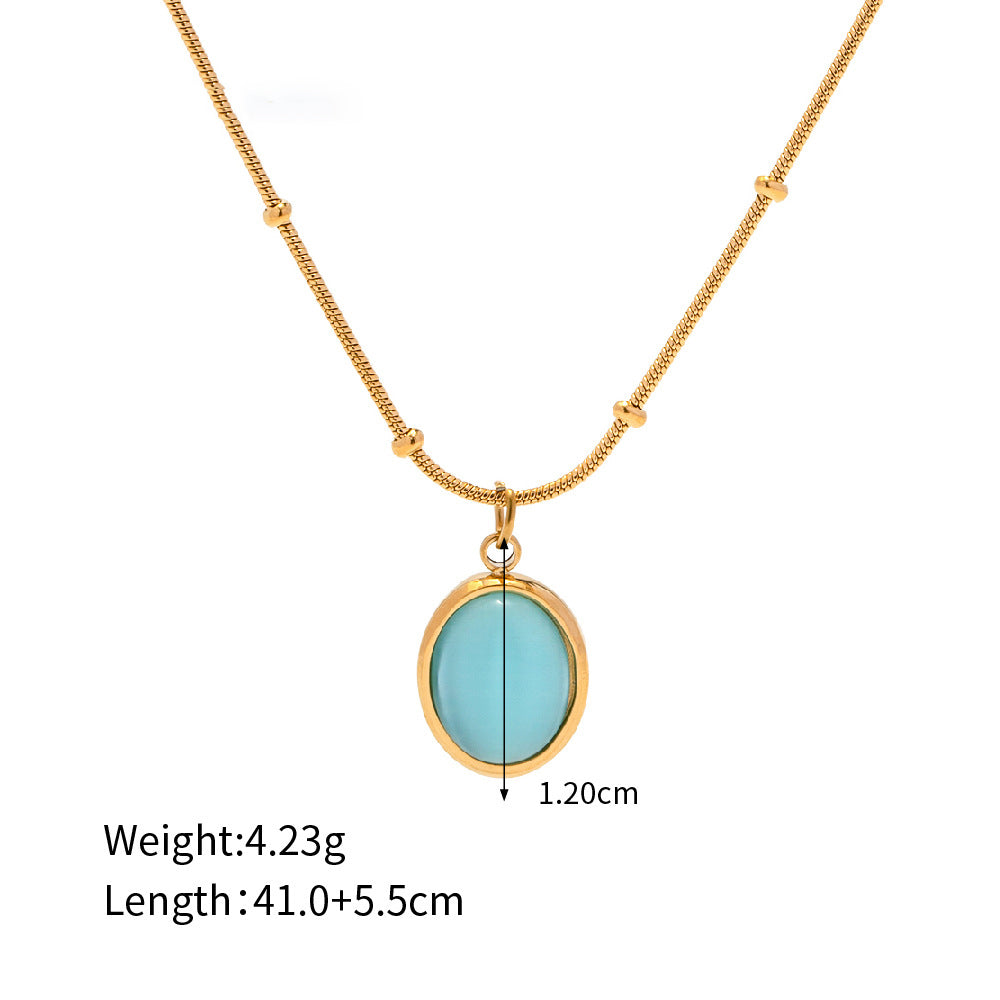 Noble Atmosphere Inlaid Blue Zircon Versatile Necklace