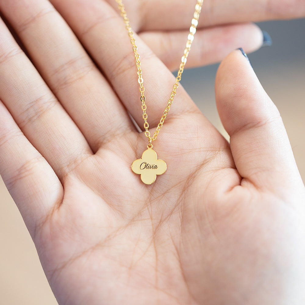 Four-Leaf Clover Customizable Name Necklace