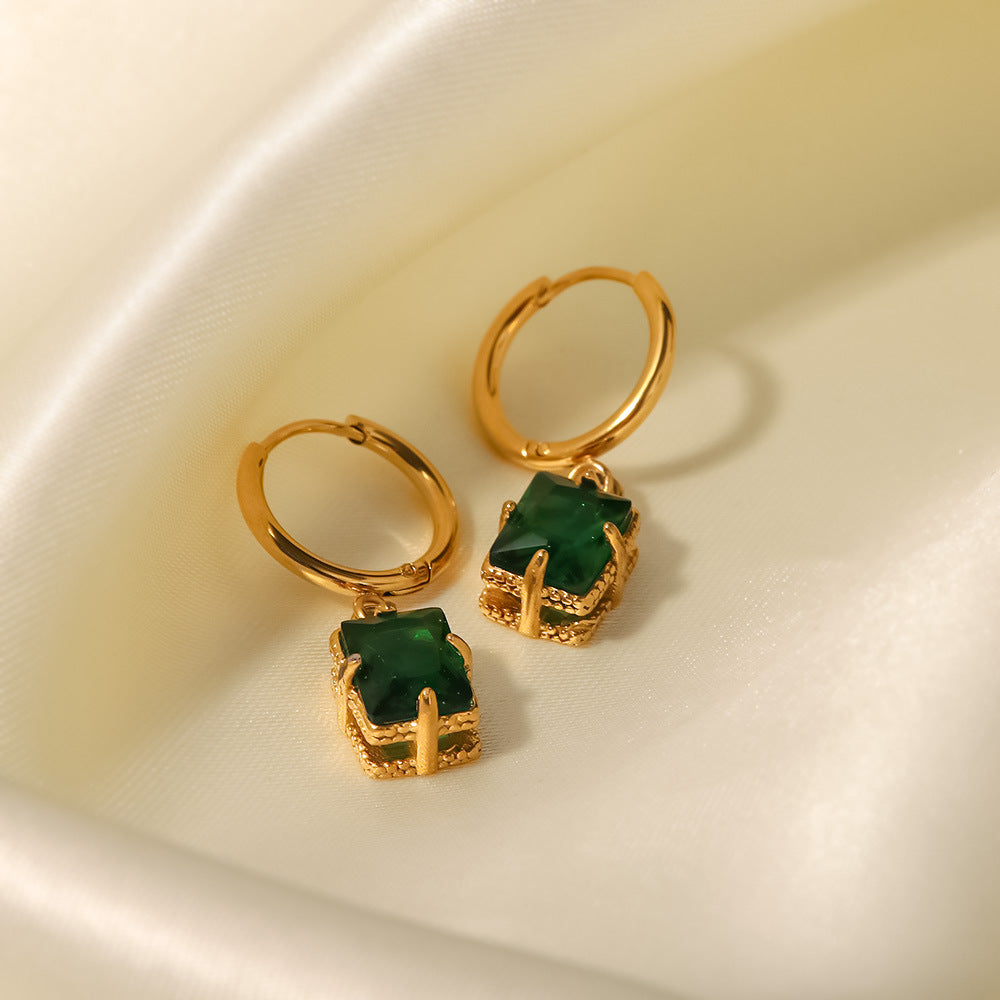 Green/White Zircon Earrings