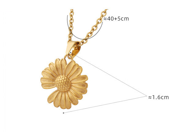 Sunflower Flower Notch Pendant Necklace