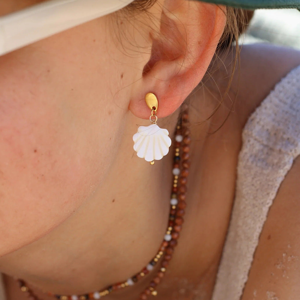 Vintage Natural Shell Dangling Earrings