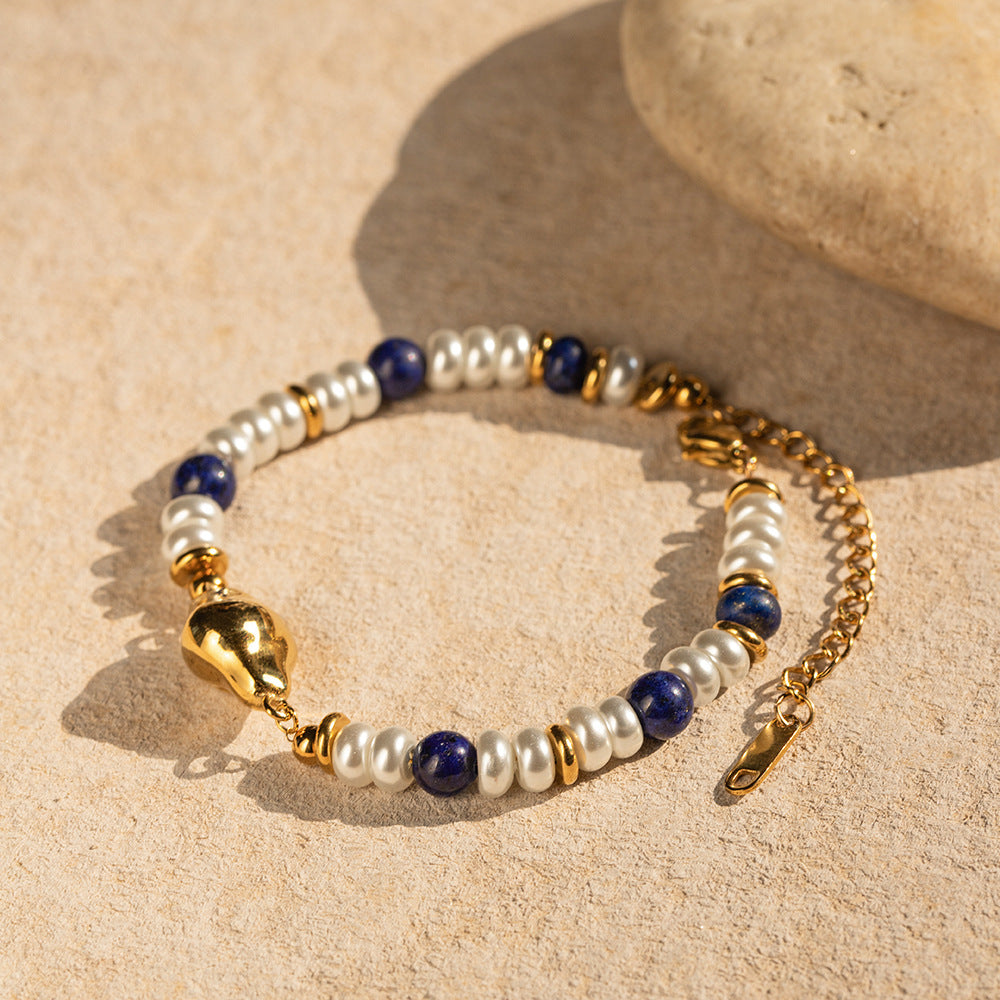 Pearls and Blue Stones Bracelet