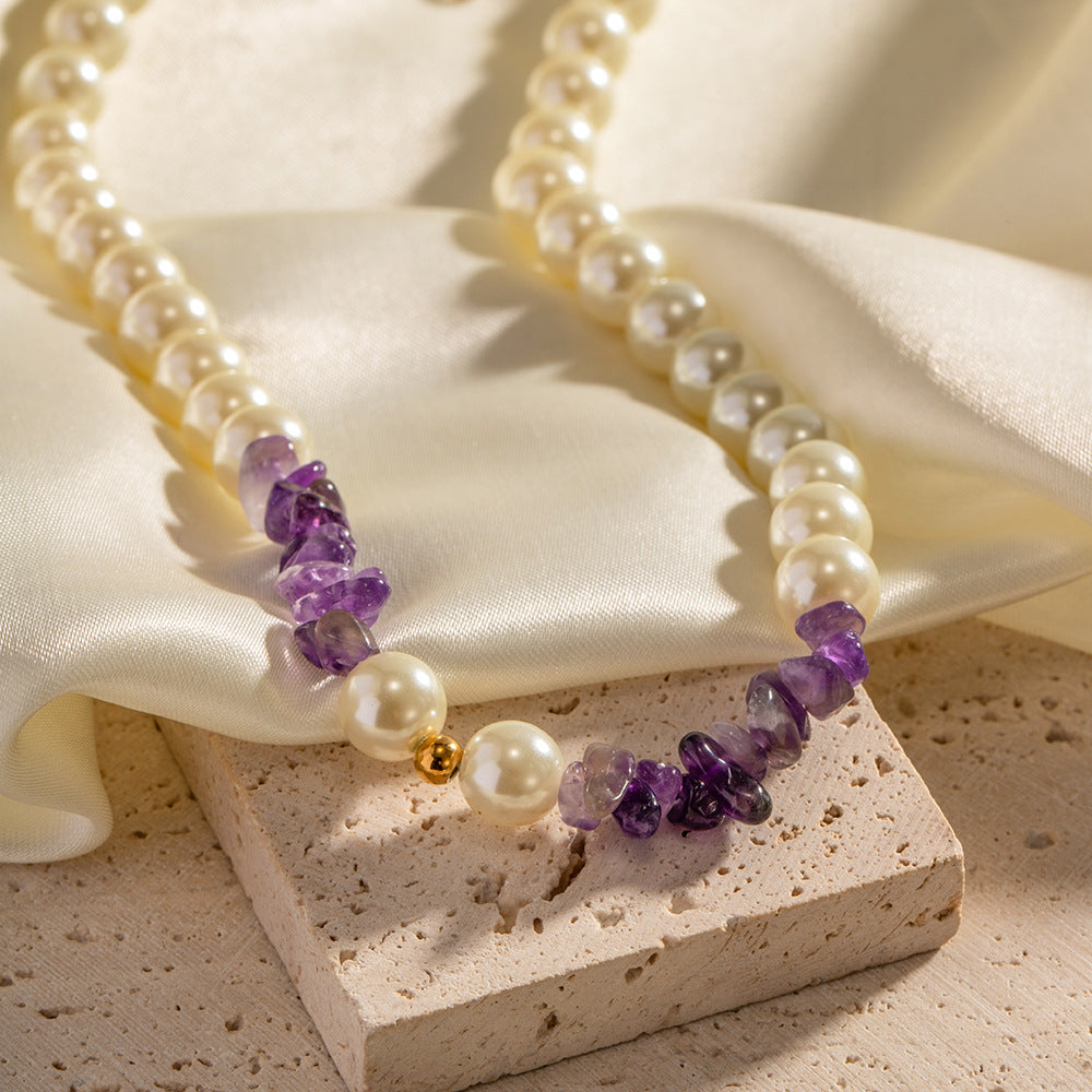 Vintage Pearl and Amethyst High-End Beaded Necklace