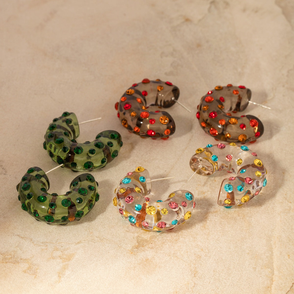 C-Shaped Resin Earrings