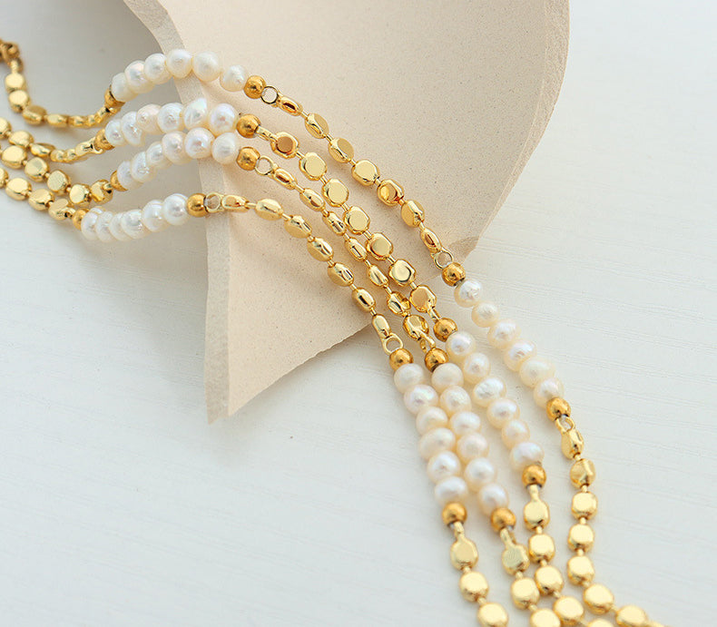 Luxury Pearl Stitching Flat Bead Bracelet