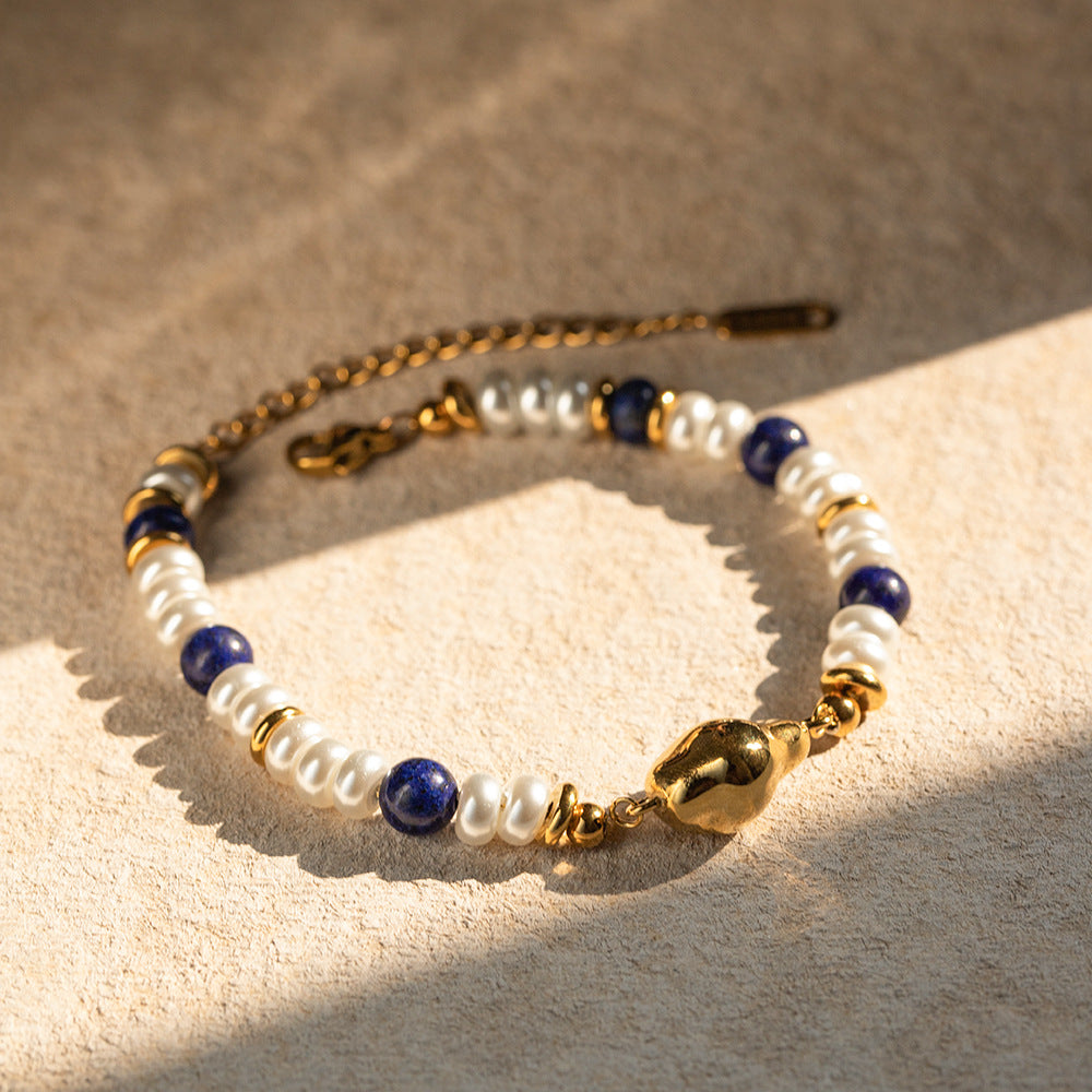 Pearls and Blue Stones Bracelet