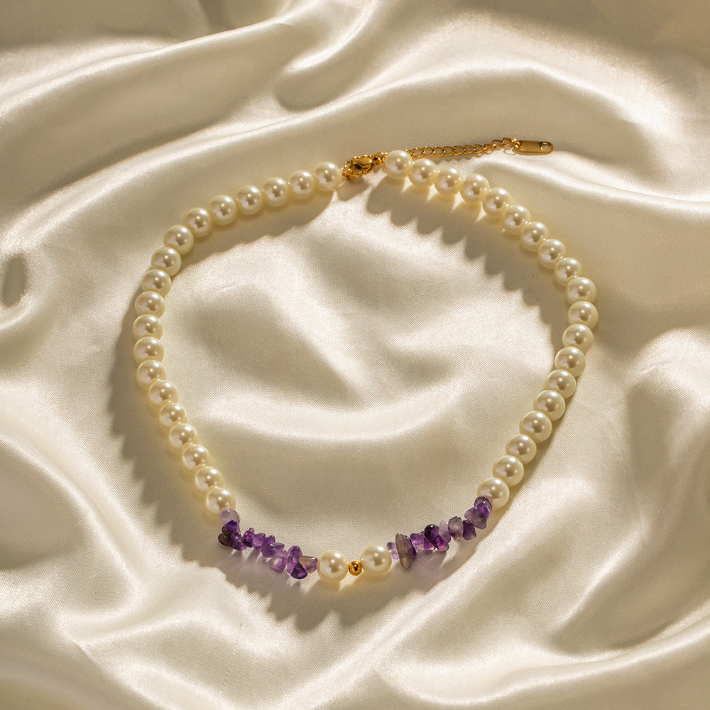 Vintage Pearl and Amethyst High-End Beaded Necklace