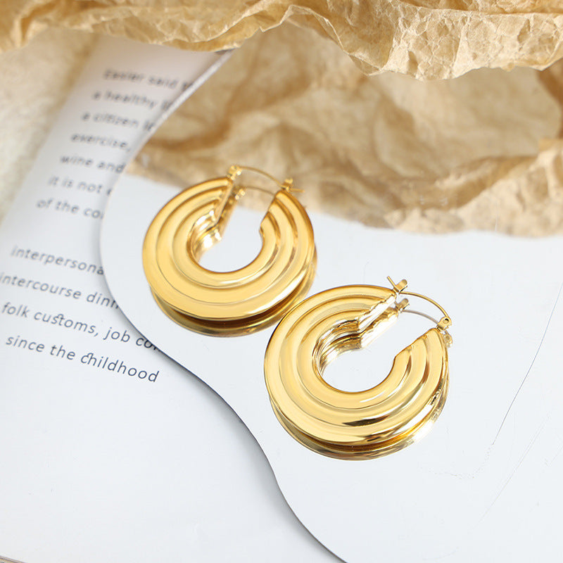 Multi-layer Surrounding Ring Design Light Luxury Earrings