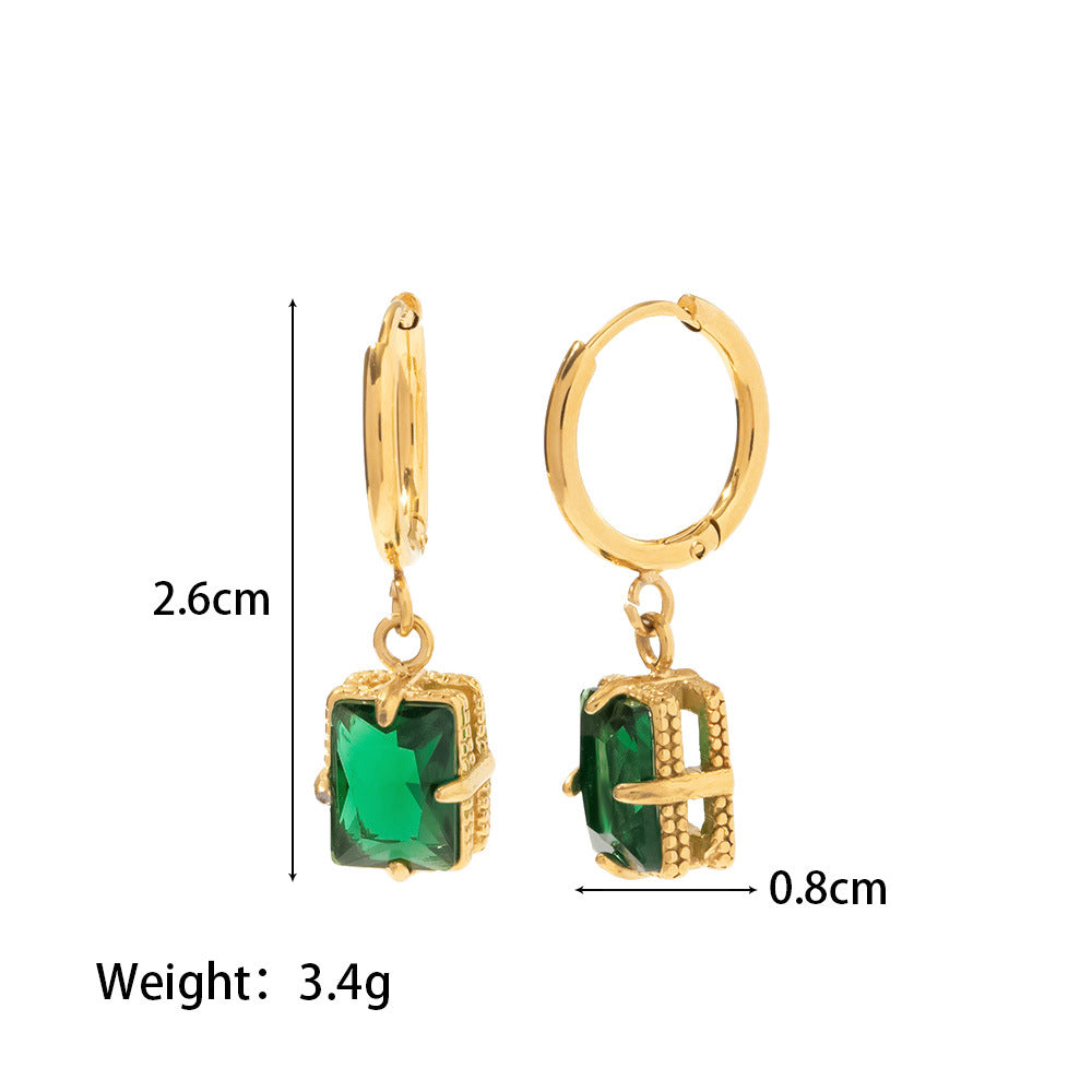 Green/White Zircon Earrings