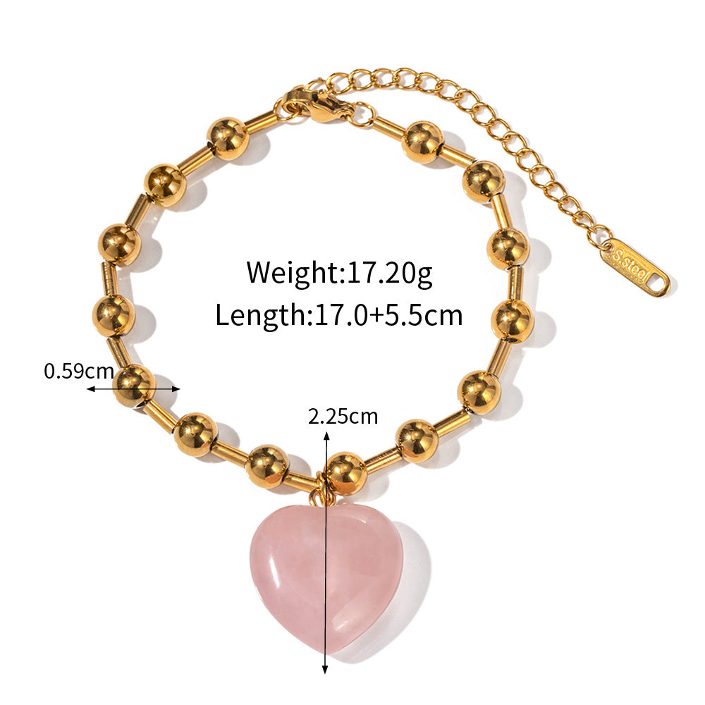 Trendy Heart Bead Design Necklace and Bracelet Set