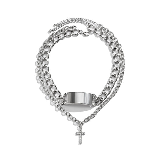 Cross double-layer necklace