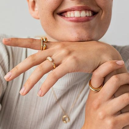 Open Ring with White Stones