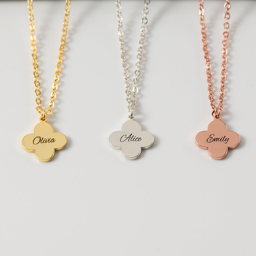 Four-Leaf Clover Customizable Name Necklace